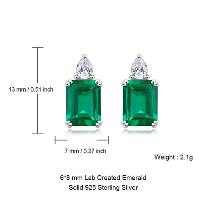 ALLNOEL 925 Sterling Silver Stud Earrings For Women 1ct Lab Grown Emerald Fine Jewelry Birthday Gift May Birthstone Wholesale