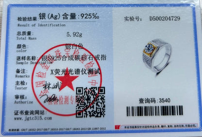 TY S925 Sterling Silver 14K Gold Male 1-3ct Lab Dia Moissanite Ring Sterling Sier Jewelry Party Wedding Band Rings For Men