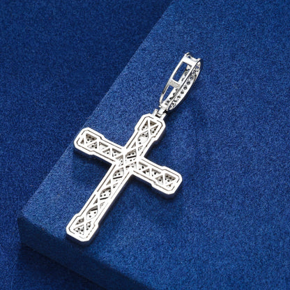 2025 New Iced Out Cuban Cross Pendant Necklace for Women Men 925 Silver Prong Set D VVS Moissanite Bling Hip Hop Jewelry Gift