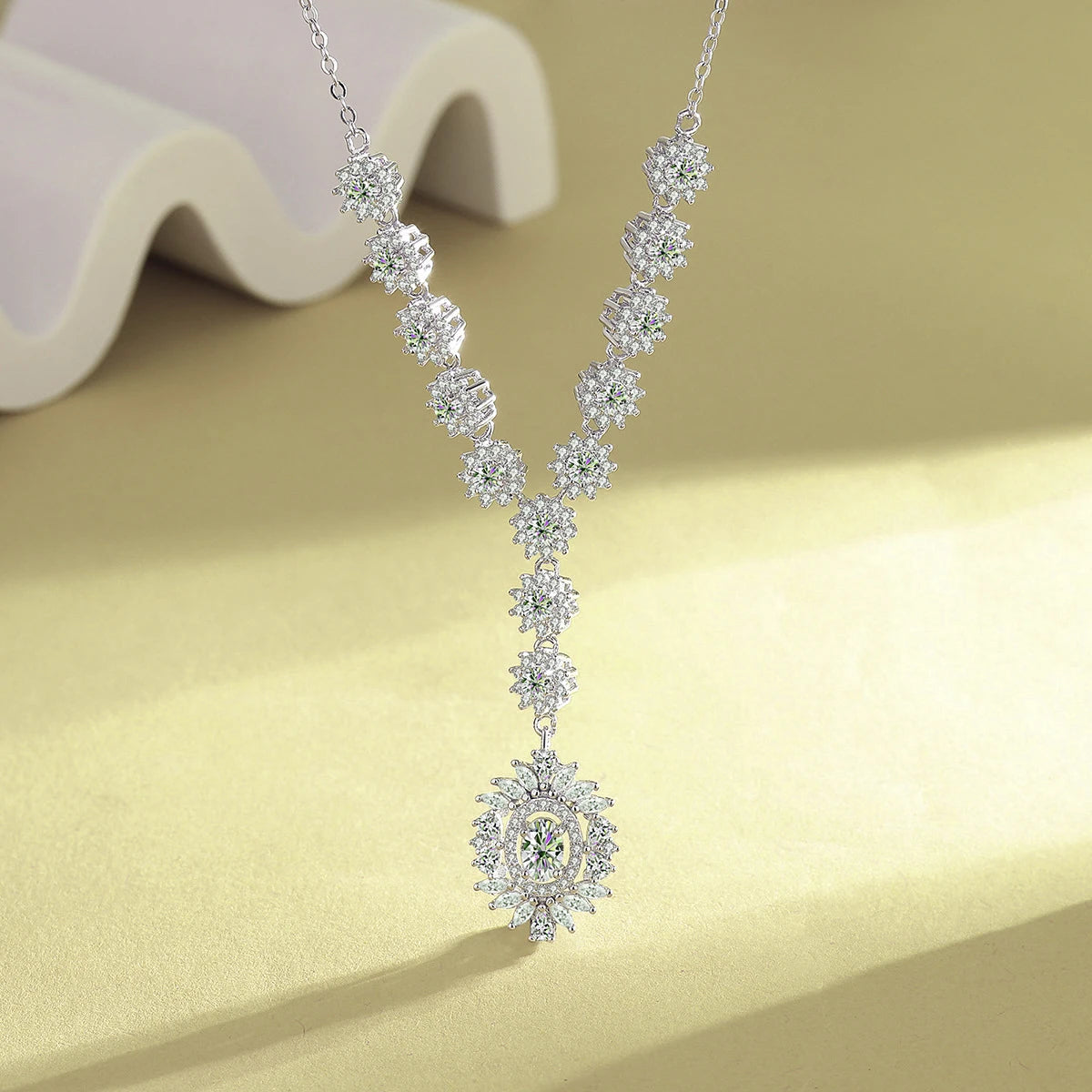 NKHOG 5*7mm Moissanite Necklace Pendants For Women 925 Sterling Silver Flower Design Luxury Wedding Chain Gifts Fine Jewelry GRA