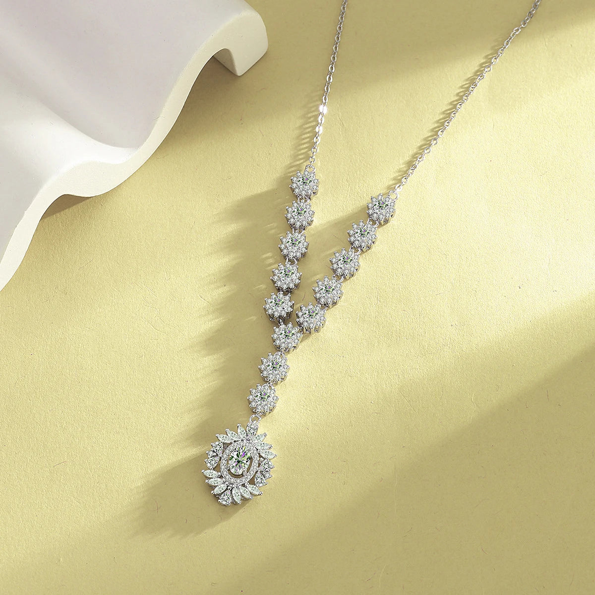 NKHOG 5*7mm Moissanite Necklace Pendants For Women 925 Sterling Silver Flower Design Luxury Wedding Chain Gifts Fine Jewelry GRA