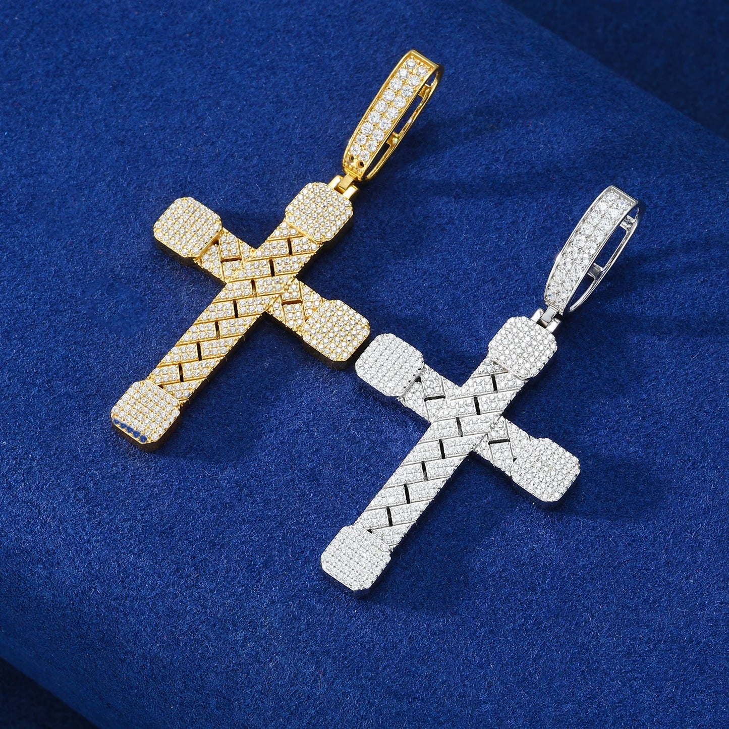 2025 New Iced Out Cuban Cross Pendant Necklace for Women Men 925 Silver Prong Set D VVS Moissanite Bling Hip Hop Jewelry Gift