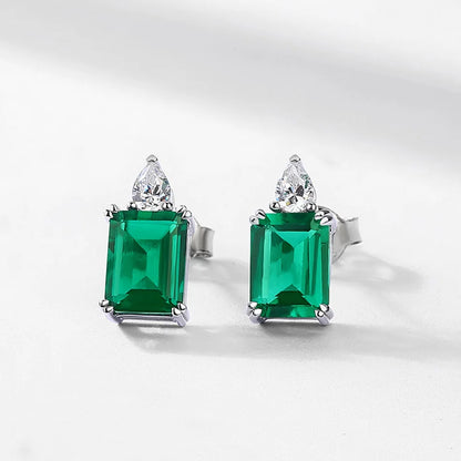 ALLNOEL 925 Sterling Silver Stud Earrings For Women 1ct Lab Grown Emerald Fine Jewelry Birthday Gift May Birthstone Wholesale
