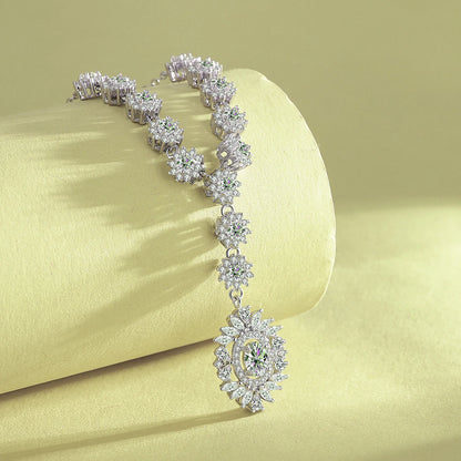 NKHOG 5*7mm Moissanite Necklace Pendants For Women 925 Sterling Silver Flower Design Luxury Wedding Chain Gifts Fine Jewelry GRA