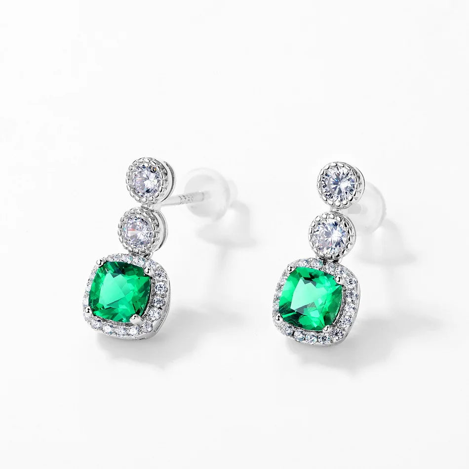 ALLNOEL 925 Sterling Silver Stud Earrings For Women 1ct Lab Grown Emerald Fine Jewelry Birthday Gift May Birthstone Wholesale