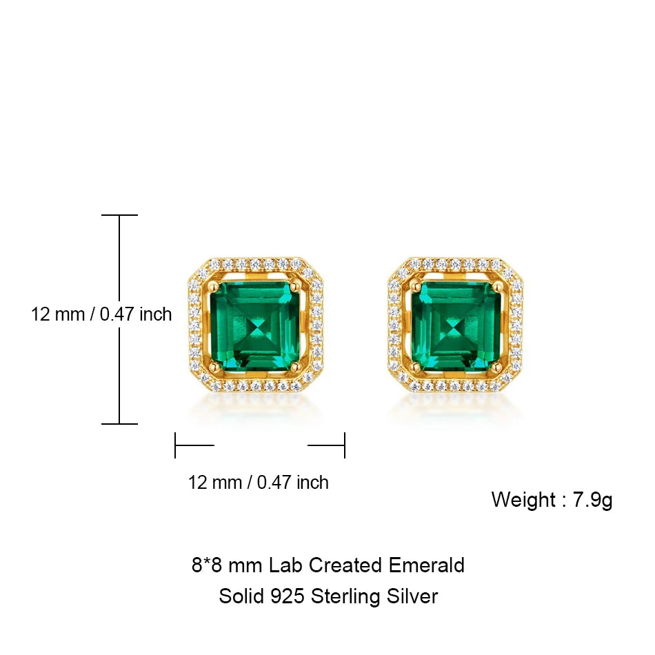 ALLNOEL 925 Sterling Silver Stud Earrings For Women 1ct Lab Grown Emerald Fine Jewelry Birthday Gift May Birthstone Wholesale