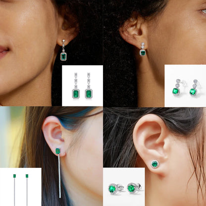 ALLNOEL 925 Sterling Silver Stud Earrings For Women 1ct Lab Grown Emerald Fine Jewelry Birthday Gift May Birthstone Wholesale