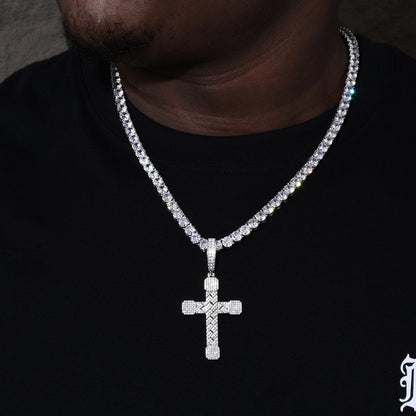 2025 New Iced Out Cuban Cross Pendant Necklace for Women Men 925 Silver Prong Set D VVS Moissanite Bling Hip Hop Jewelry Gift