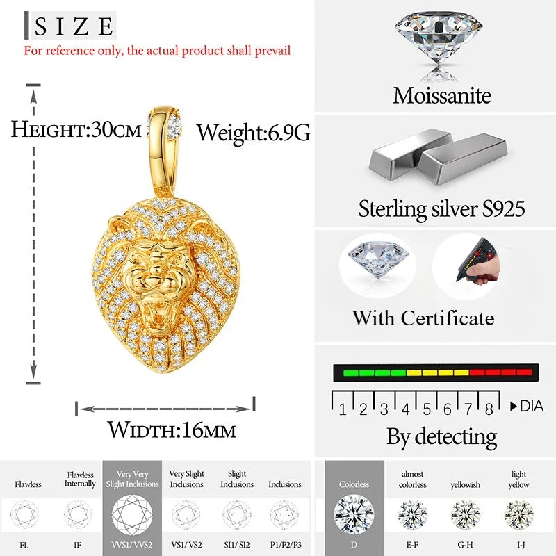 TUHE Unisex High Quality VVS1 Moissanite Iced Out Shark Pendant 18k electroplating For Men Women Hip Hop Jewelry Gift