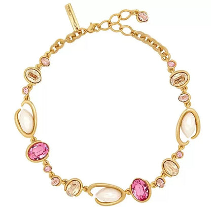 Glam O-Link Choker Rhinestone Collarbone Pendant Necklace, Long Layering Chain for Women, Sparkling Evening Party Jewelry